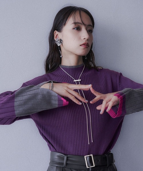 HARE（ハレ）の「ハイショクリブタイトニットプルオーバー(HARE)（ニット/セーター・レディース・グレー/パープル/ブラック/ブラック系その他/ライトグレー・FREE）」の22枚目の写真