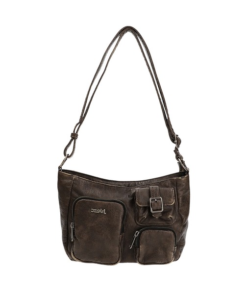 MULTI POCKET FADED FAUX LEATHER BAG（ショルダーバッグ）｜X-girl
