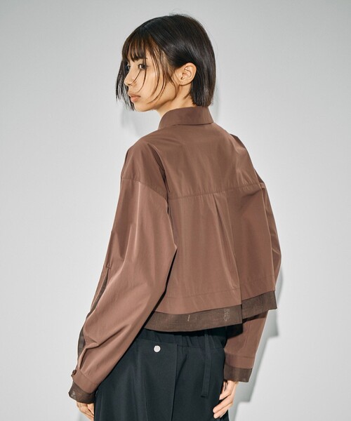 シアーシフトショートシャツ｜ウォッシャブル/ショートシャツ/秋服/冬