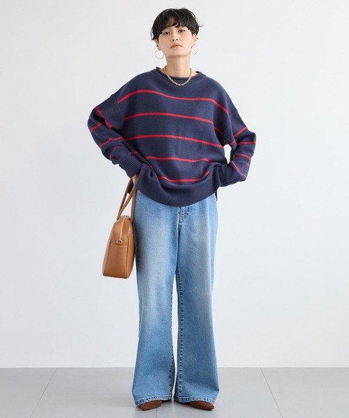 BARNYARDSTORM(バンヤードストーム)の「BARNYARDSTORM / ボーダーニット / ハンドウォッシャブル【WEB限定カラー】(ニット/セーター・レディース・ブラック/ベージュ/ネイビー・FREE)」の1枚目の写真