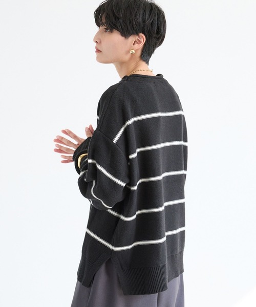 BARNYARDSTORM(バンヤードストーム)の「BARNYARDSTORM / ボーダーニット / ハンドウォッシャブル【WEB限定カラー】(ニット/セーター・レディース・ブラック/ベージュ/ネイビー・FREE)」の5枚目の写真