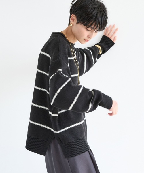 BARNYARDSTORM(バンヤードストーム)の「BARNYARDSTORM / ボーダーニット / ハンドウォッシャブル【WEB限定カラー】(ニット/セーター・レディース・ブラック/ベージュ/ネイビー・FREE)」の7枚目の写真