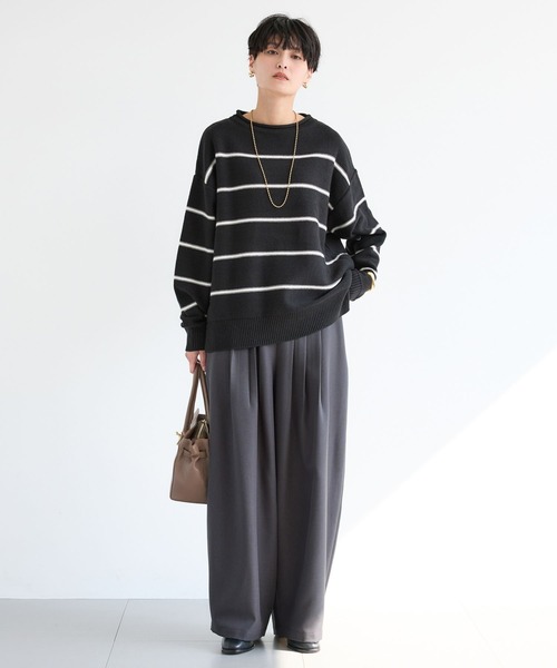 BARNYARDSTORM(バンヤードストーム)の「BARNYARDSTORM / ボーダーニット / ハンドウォッシャブル【WEB限定カラー】(ニット/セーター・レディース・ブラック/ベージュ/ネイビー・FREE)」の8枚目の写真