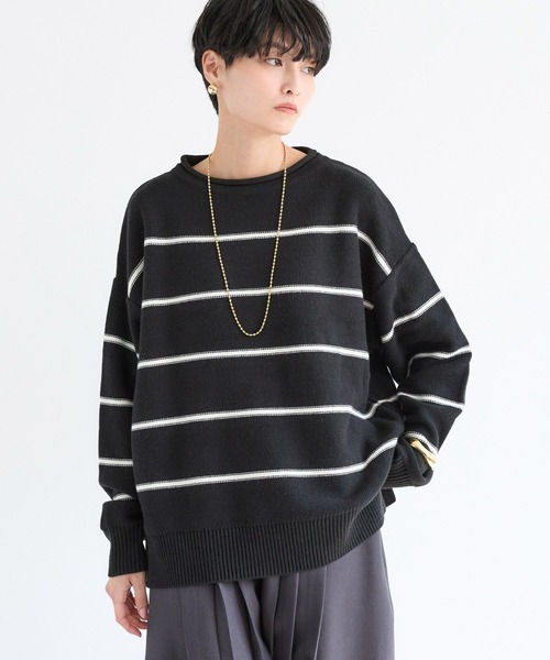 BARNYARDSTORM(バンヤードストーム)の「BARNYARDSTORM / ボーダーニット / ハンドウォッシャブル【WEB限定カラー】(ニット/セーター・レディース・ブラック/ベージュ/ネイビー・FREE)」の4枚目の写真