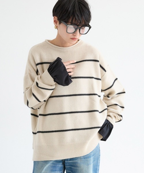 BARNYARDSTORM(バンヤードストーム)の「BARNYARDSTORM / ボーダーニット / ハンドウォッシャブル【WEB限定カラー】(ニット/セーター・レディース・ブラック/ベージュ/ネイビー・FREE)」の12枚目の写真