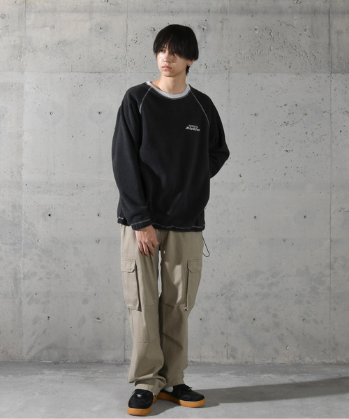 Dickies（ディッキーズ）の「【neos】GENUINE DICKIES ジェニュイン ディッキーズ ルーズシルエット リンガー ワンポイント ロゴ 刺繍 フリース プルオーバー（スウェット・メンズ・スミクロ/ネイビー/ライトグレー/グリーン・MEDIUM/LARGE/X-LARGE）」の5枚目の写真