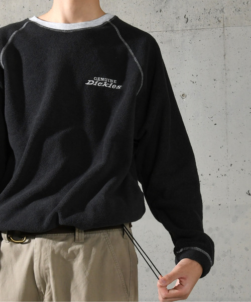 Dickies（ディッキーズ）の「【neos】GENUINE DICKIES ジェニュイン ディッキーズ ルーズシルエット リンガー ワンポイント ロゴ 刺繍 フリース プルオーバー（スウェット・メンズ・スミクロ/ネイビー/ライトグレー/グリーン・MEDIUM/LARGE/X-LARGE）」の7枚目の写真