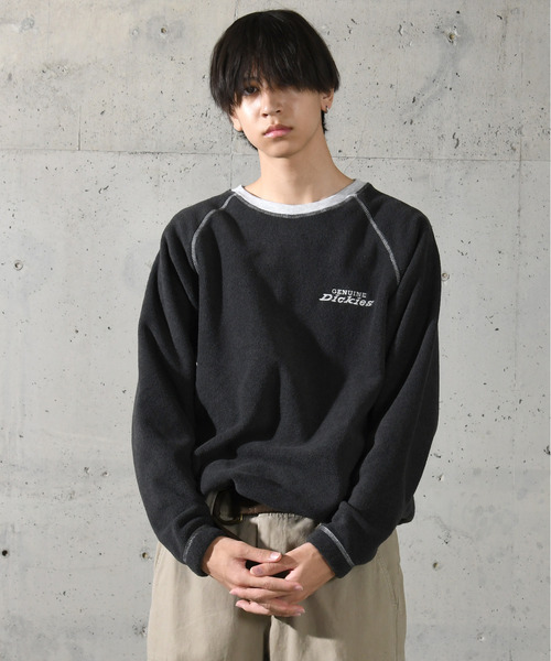 Dickies（ディッキーズ）の「【neos】GENUINE DICKIES ジェニュイン ディッキーズ ルーズシルエット リンガー ワンポイント ロゴ 刺繍 フリース プルオーバー（スウェット・メンズ・スミクロ/ネイビー/ライトグレー/グリーン・MEDIUM/LARGE/X-LARGE）」の8枚目の写真