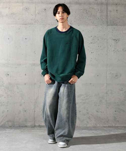 Dickies（ディッキーズ）の「【neos】GENUINE DICKIES ジェニュイン ディッキーズ ルーズシルエット リンガー ワンポイント ロゴ 刺繍 フリース プルオーバー（スウェット・メンズ・スミクロ/ネイビー/ライトグレー/グリーン・MEDIUM/LARGE/X-LARGE）」の9枚目の写真