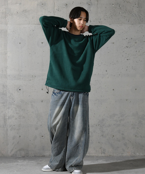 Dickies（ディッキーズ）の「【neos】GENUINE DICKIES ジェニュイン ディッキーズ ルーズシルエット リンガー ワンポイント ロゴ 刺繍 フリース プルオーバー（スウェット・メンズ・スミクロ/ネイビー/ライトグレー/グリーン・MEDIUM/LARGE/X-LARGE）」の13枚目の写真