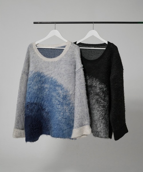 狐独(コドク)の「グラデーションシャギーオーバーニット(ニット/セーター・メンズ・ブルー/ブラック・LARGE/MEDIUM)」の16枚目の写真