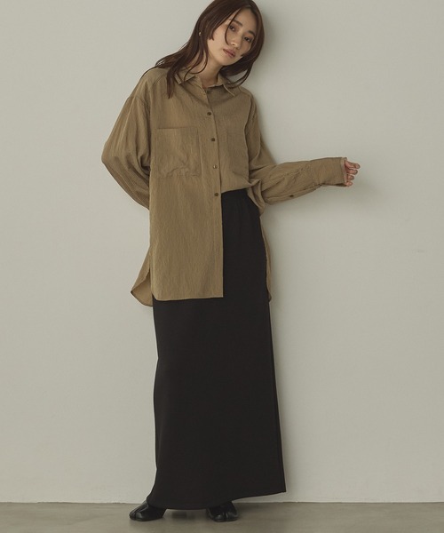 hunch(ハンチ)の「ツヤストライプ オーバーシャツ(シャツ/ブラウス・レディース・カーキ系/ホワイト系その他/ベージュ系その他・FREE)」の18枚目の写真