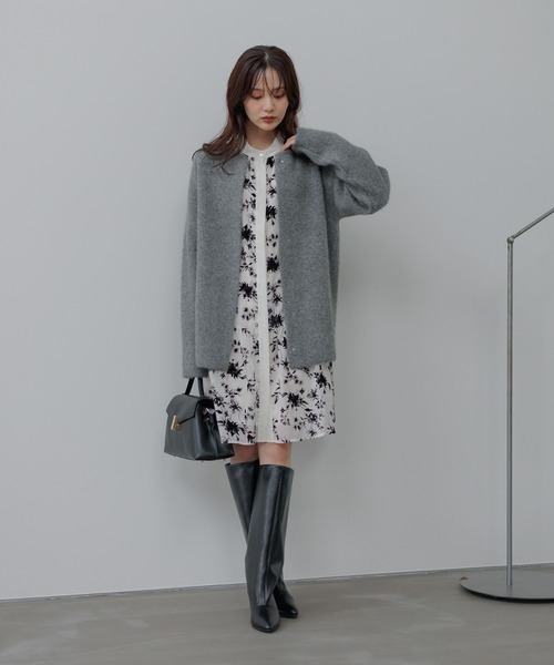 Andemiu（アンデミュウ）の「【在庫限り】フロッキープリントシャツミニワンピース603872（ワンピース・レディース・オフホワイト/ブラック/モカ・FREE）」の10枚目の写真