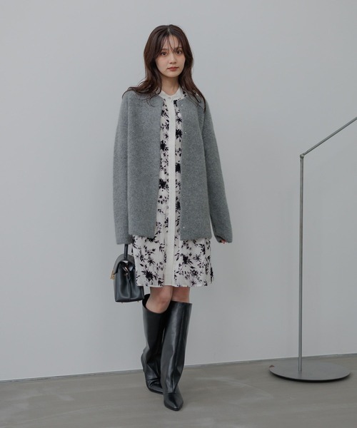 Andemiu（アンデミュウ）の「【在庫限り】フロッキープリントシャツミニワンピース603872（ワンピース・レディース・オフホワイト/ブラック/モカ・FREE）」の7枚目の写真