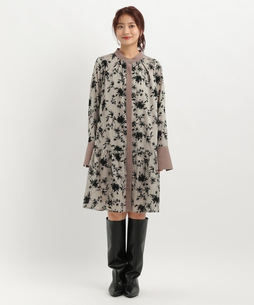 在庫限り】フロッキープリントシャツミニワンピース603872（ワンピース