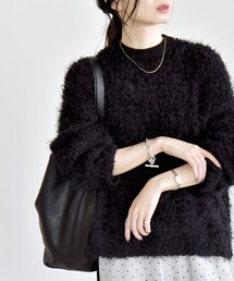 quaranciel（カランシエル）の「quaranciel:〈手洗い可能〉ネップツイード クルーネック コンパクト ニット（ニット/セーター・レディース）」