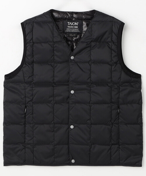 FREAK'S STORE(フリークスストア)の「限定展開 TAION/タイオン KIDS ベーシック Vネックボタン インナーダウンベスト / TAION-K001(ダウンジャケット/コート・キッズ・ネイビー/ベージュ/ブラック/オリーブ・110/120/130/140)」の1枚目の写真