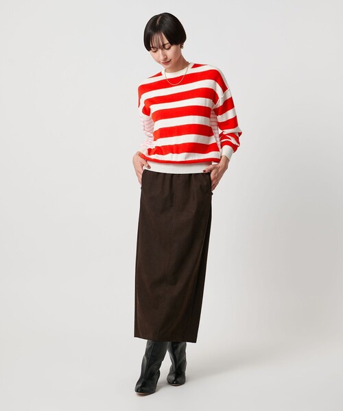 SLOANE（スローン）の「【別注】＜SLOANE＞マルチボーダー ニット（ニット/セーター・レディース・ブラウン系/レッド・FREE）」の6枚目の写真