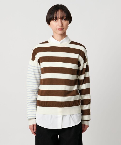 SLOANE（スローン）の「【別注】＜SLOANE＞マルチボーダー ニット（ニット/セーター・レディース・ブラウン系/レッド・FREE）」の4枚目の写真