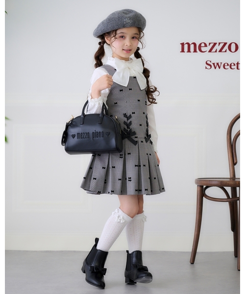 セール】リボンフロッキー×チェック ジャンパースカート（ジャンパー