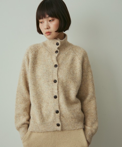 full/fill.(フルフィル)の「mix knit high neck cardigan / ミックスニットハイネックカーディガン(ニット/セーター・レディース・グレー/ベージュ・FREE)」の2枚目の写真