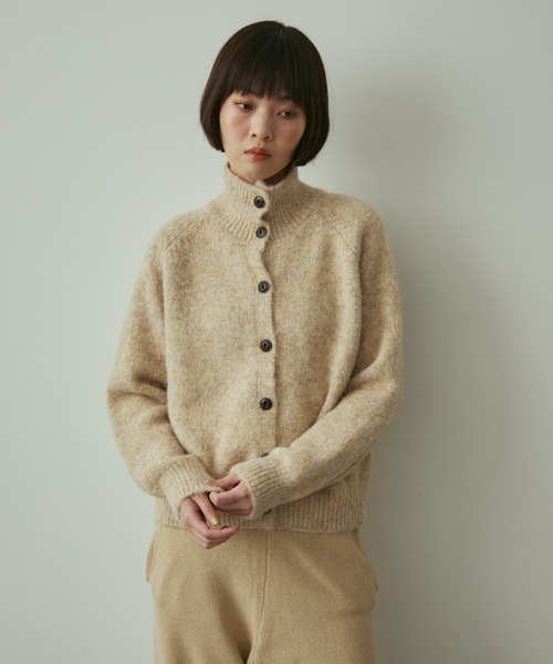 full/fill.(フルフィル)の「mix knit high neck cardigan / ミックスニットハイネックカーディガン(ニット/セーター・レディース・グレー/ベージュ・FREE)」の3枚目の写真