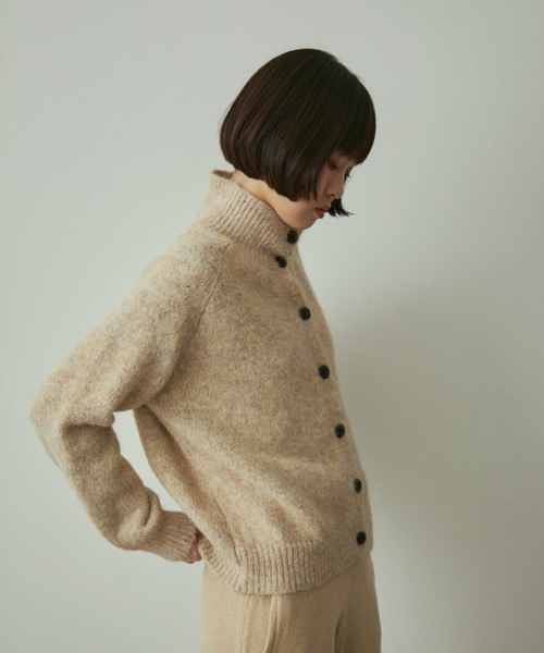 full/fill.(フルフィル)の「mix knit high neck cardigan / ミックスニットハイネックカーディガン(ニット/セーター・レディース・グレー/ベージュ・FREE)」の6枚目の写真