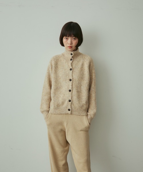 full/fill.(フルフィル)の「mix knit high neck cardigan / ミックスニットハイネックカーディガン(ニット/セーター・レディース・グレー/ベージュ・FREE)」の5枚目の写真