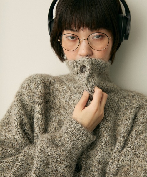 full/fill.(フルフィル)の「mix knit high neck cardigan / ミックスニットハイネックカーディガン(ニット/セーター・レディース・グレー/ベージュ・FREE)」の17枚目の写真
