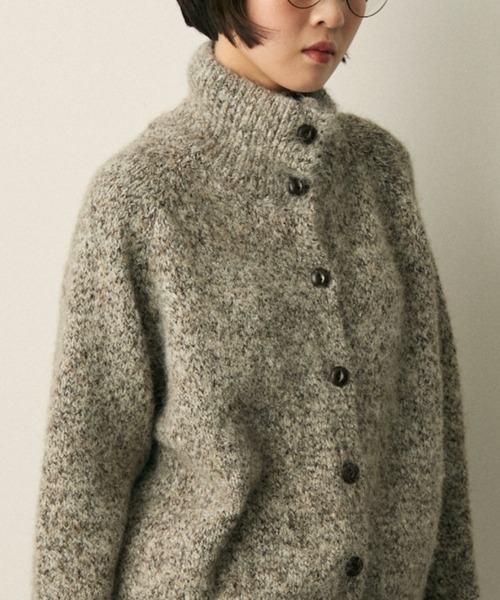 full/fill.(フルフィル)の「mix knit high neck cardigan / ミックスニットハイネックカーディガン(ニット/セーター・レディース・グレー/ベージュ・FREE)」の20枚目の写真