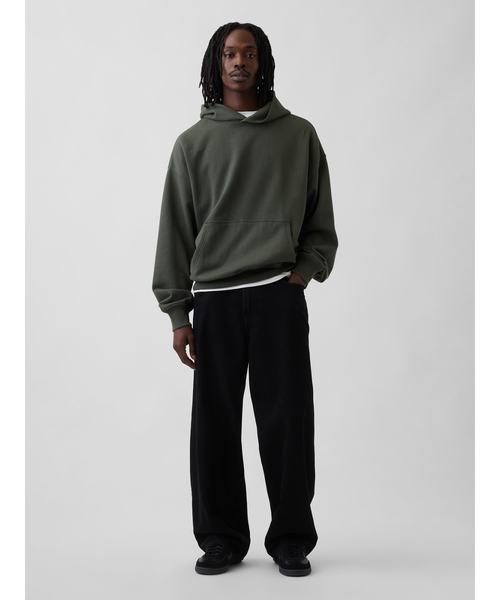 GAP(ギャップ)の「ヘビーウェイト オーバーサイズパーカー(パーカー・メンズ・ライトグレー/ブラウン/ブラック/ブラック系その他/カーキ/ブルー/パープル/カモフラージュ/ダークグリーン/グレー/ブラウン系その他2/ブラック系その他2/ネイビー・XL/L/M/S/XS)」の22枚目の写真