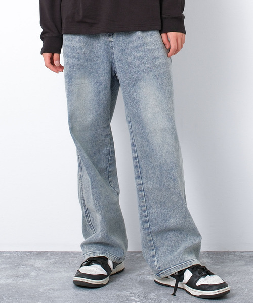 RAT EFFECT(ラットエフェクト)の「ワイドケミカルデニムパンツ(デニムパンツ・キッズ・ブラック/ブルー/ネイビー・170/160/150/140/130)」の1枚目の写真