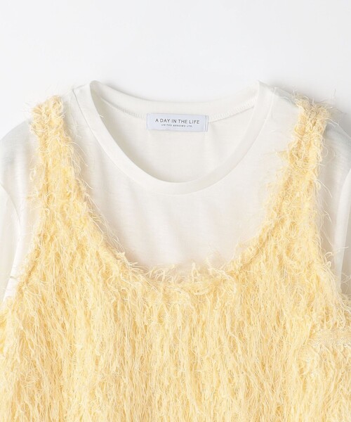 A DAY IN THE LIFE UNITED ARROWS(アデイインザライフユナイテッドアローズ)の「フリンジ ニットキャミ+カットソー <A DAY IN THE LIFE>(Tシャツ/カットソー・レディース・オフホワイト/ブラック/クリーム・FREE)」の5枚目の写真