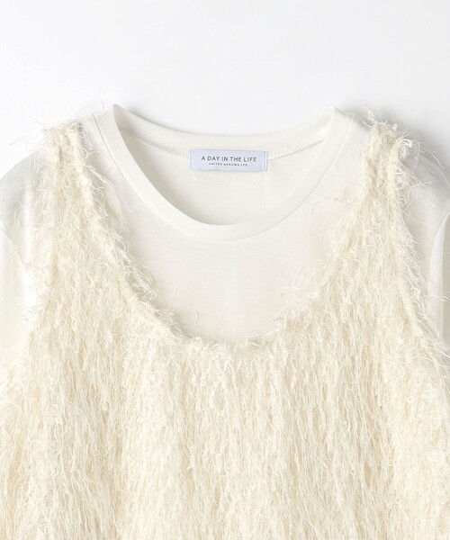 A DAY IN THE LIFE UNITED ARROWS(アデイインザライフユナイテッドアローズ)の「フリンジ ニットキャミ+カットソー <A DAY IN THE LIFE>(Tシャツ/カットソー・レディース・オフホワイト/ブラック/クリーム・FREE)」の11枚目の写真