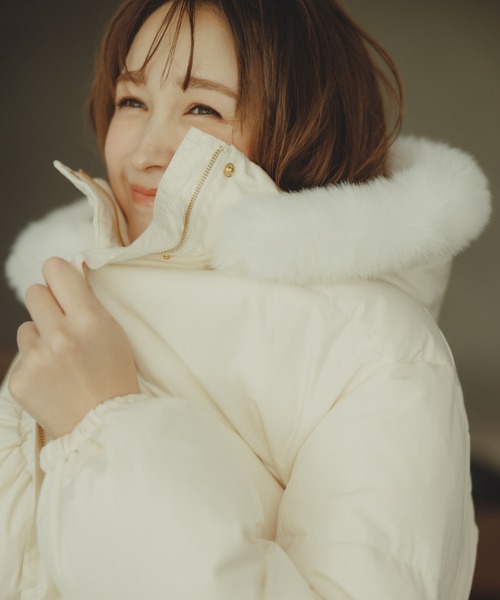 2025秋冬新作 フードファー付ショートダウン（ダウンジャケット/コート