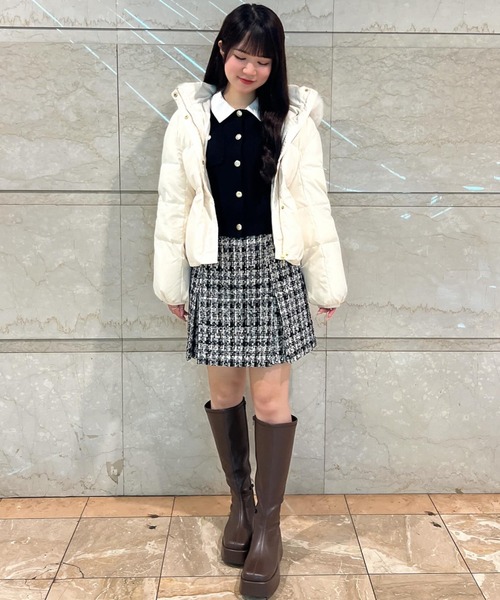 新品 JUNAROPÉ ダウンジャケットとスカート セット Sサイズ セール】2025秋冬新作 フードファー付ショートダウン（ダウン