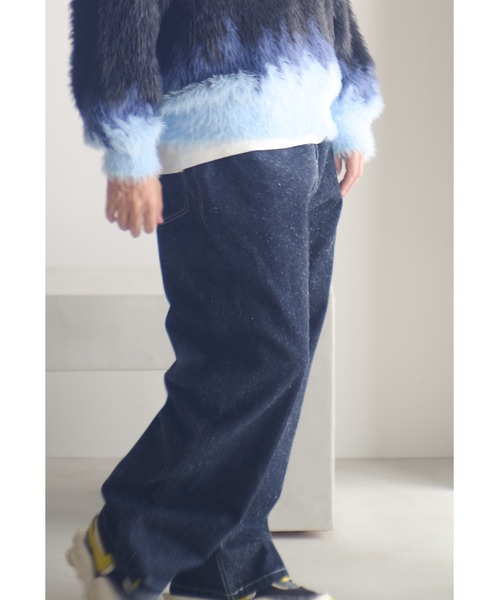 ADAM PATEK(アダムパテック)の「ADAMPATEK/nep selvedge denim/ネップセルビッジデニムパンツ(AP2528015)(デニムパンツ・レディース・ネイビー/ブルー・1/2)」の2枚目の写真