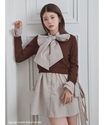 SNIDEL(スナイデル)のレイヤードボウタイチュニック(その他トップス)