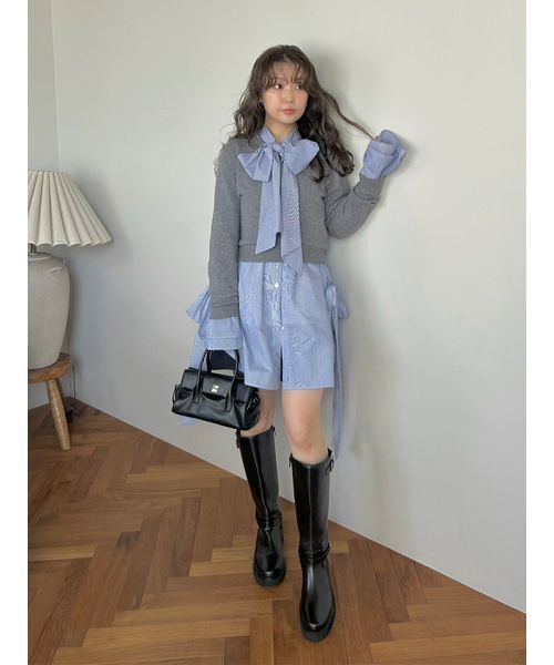 SNIDEL（スナイデル）の「レイヤードボウタイチュニック（その他トップス・レディース・グレー/ブラウン/ネイビー・F）」の9枚目の写真