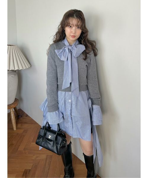 SNIDEL（スナイデル）の「レイヤードボウタイチュニック（その他トップス・レディース・グレー/ブラウン/ネイビー・F）」の10枚目の写真