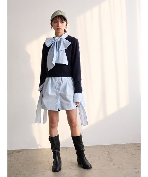 SNIDEL（スナイデル）の「レイヤードボウタイチュニック（その他トップス・レディース・グレー/ブラウン/ネイビー・F）」の18枚目の写真