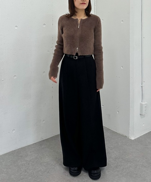 セール】Wzipフェザーニットカーディガン（ニット/セーター