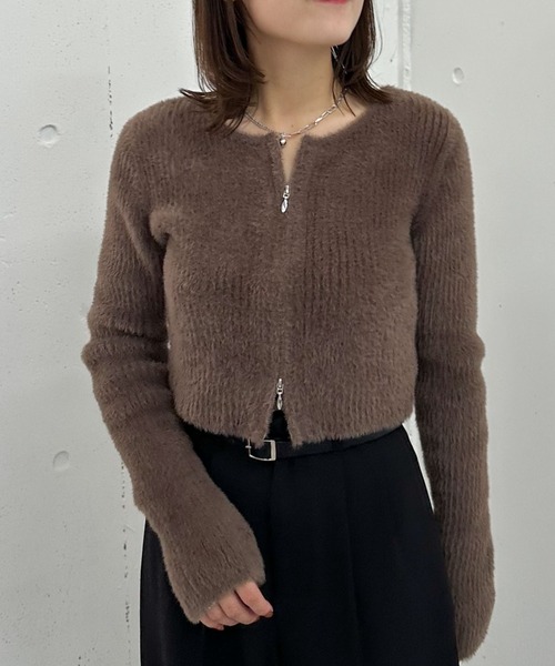 Wzipフェザーニットカーディガン（ニット/セーター）｜archives