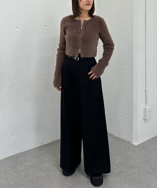 セール】Wzipフェザーニットカーディガン（ニット/セーター