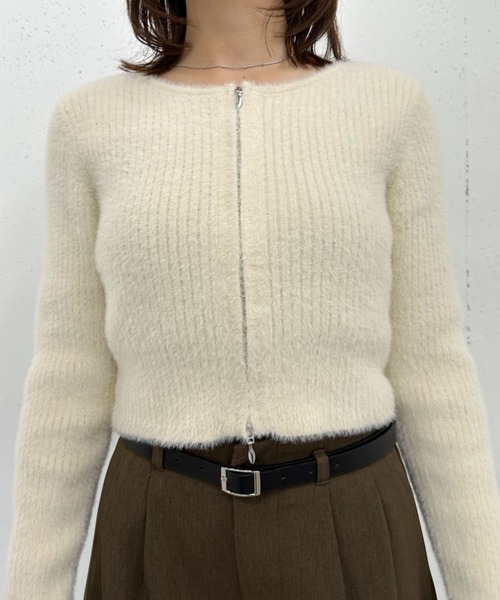セール】Wzipフェザーニットカーディガン（ニット/セーター