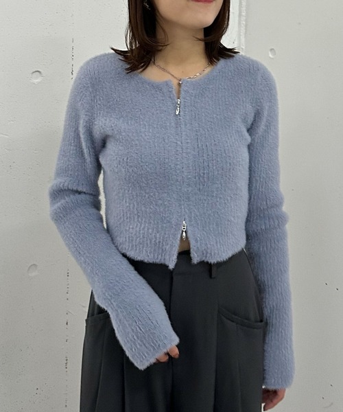 Wzipフェザーニットカーディガン（ニット/セーター）｜archives