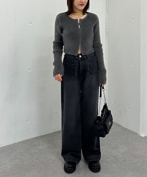 セール】Wzipフェザーニットカーディガン（ニット/セーター