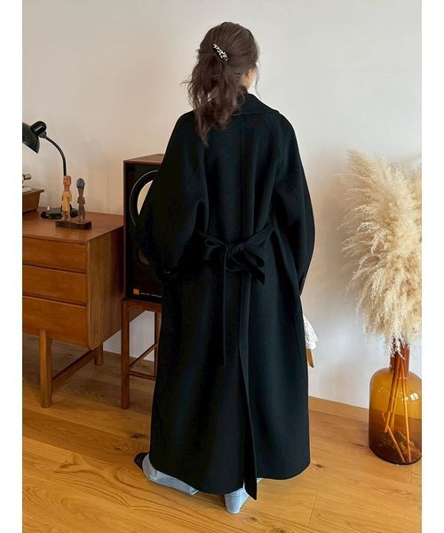 みるく13号■ステンカラーリバーコート■パープル■定価4.4万 MANTECOPureリバー ロングコート（ステンカラーコート）｜23区