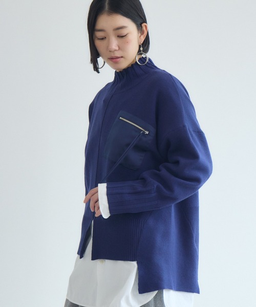 Paradise Picnic(パラダイスピクニック)の「33℃ 胸ポケZIPニット(ニット/セーター・レディース・レッド/ブルー/チャコールグレー/ブラック・FREE)」の3枚目の写真