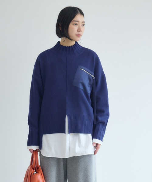 Paradise Picnic(パラダイスピクニック)の「33℃ 胸ポケZIPニット(ニット/セーター・レディース・レッド/ブルー/チャコールグレー/ブラック・FREE)」の9枚目の写真